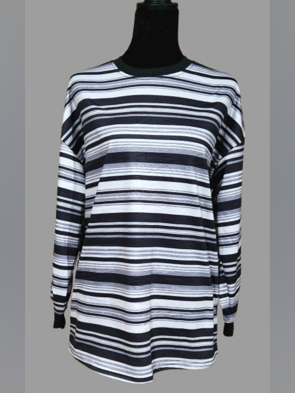 Shein Blue/Grey Striped Top Size XS